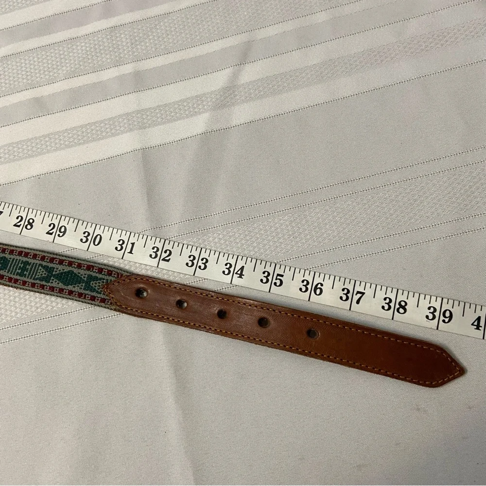 Southwestern Aztec Womens Tapestry Inlaid Leather Belt -size 34